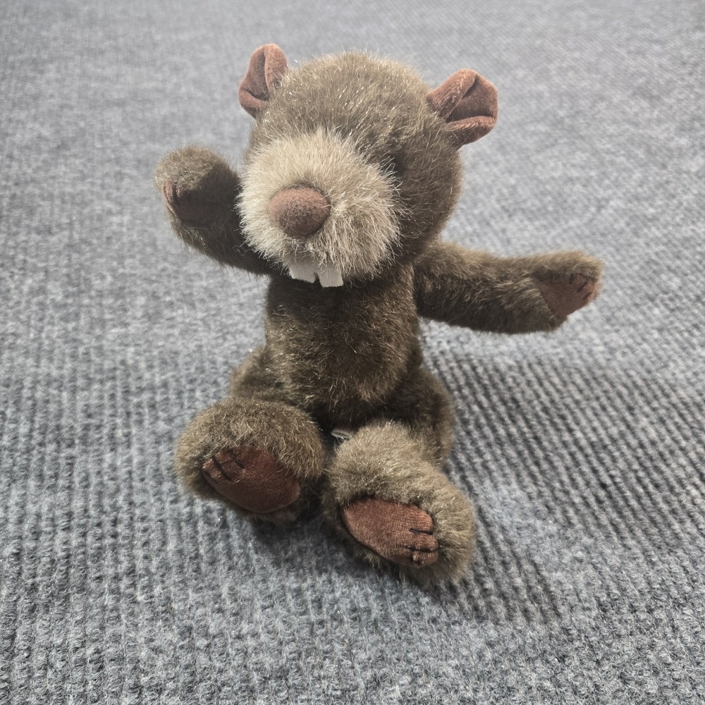 Vintage Mary Meyer Beaver Plush Stuffed Animal Brown 8" Faux Fur Tooth Tail Toy